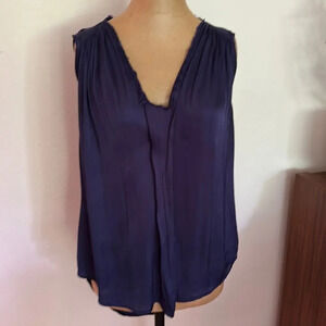 Raquel Allegra sz 0 navy viscose cotton blend tank blouse super soft great cond
